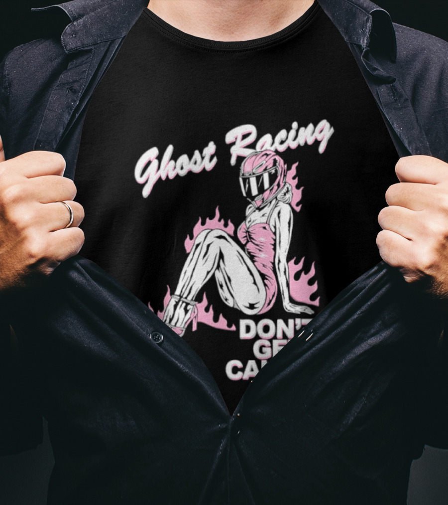 Ghost Racing Don't Get Caught Flaming Helmeted Figure T-Shirt
