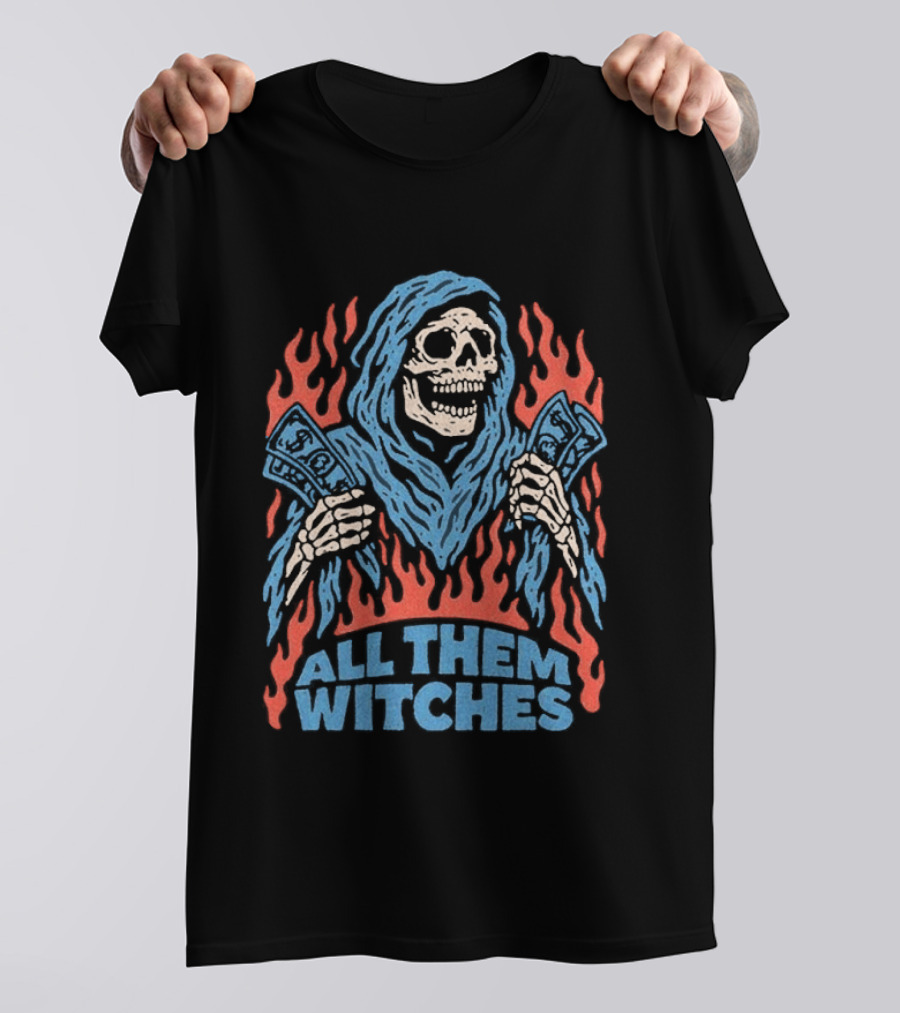 All Them Witches Skeleton Hooded Figure Fiery 2026 T-Shirt