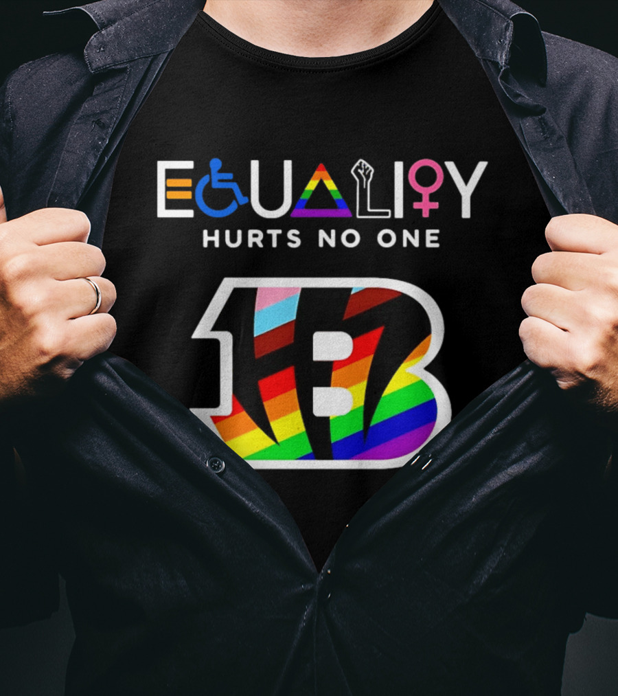 Cincinnati Bengals Equality Symbol Rainbow Hurts No One T-Shirt