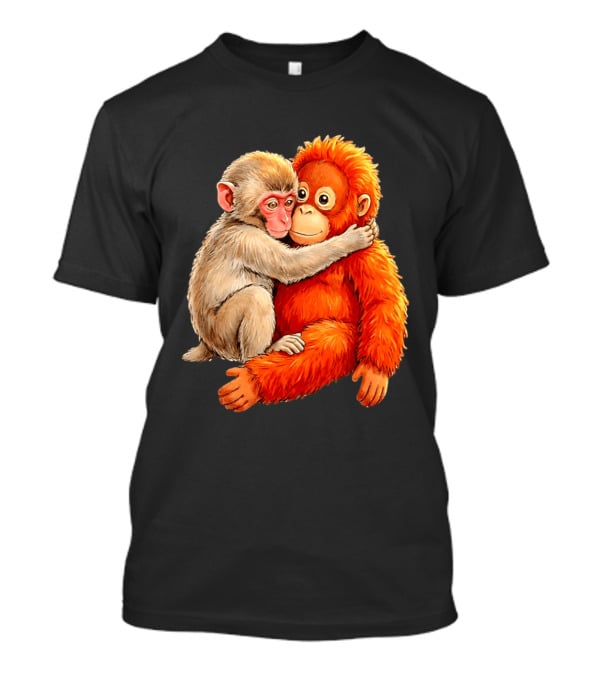 Baby Macaque Hugging Punch Monkey T-Shirt