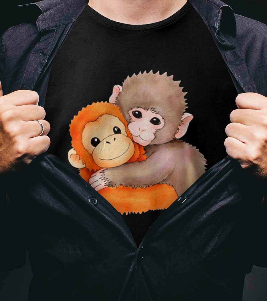 Baby Monkey Named Punch Hugging Meme Cute Animal Friendship T-Shirt