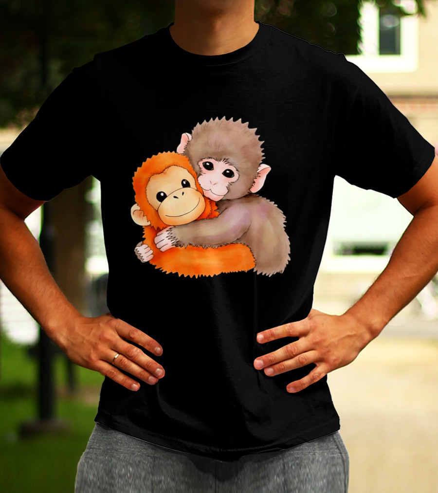 Baby Monkey Named Punch Hugging Meme Cute Animal Friendship T-Shirt
