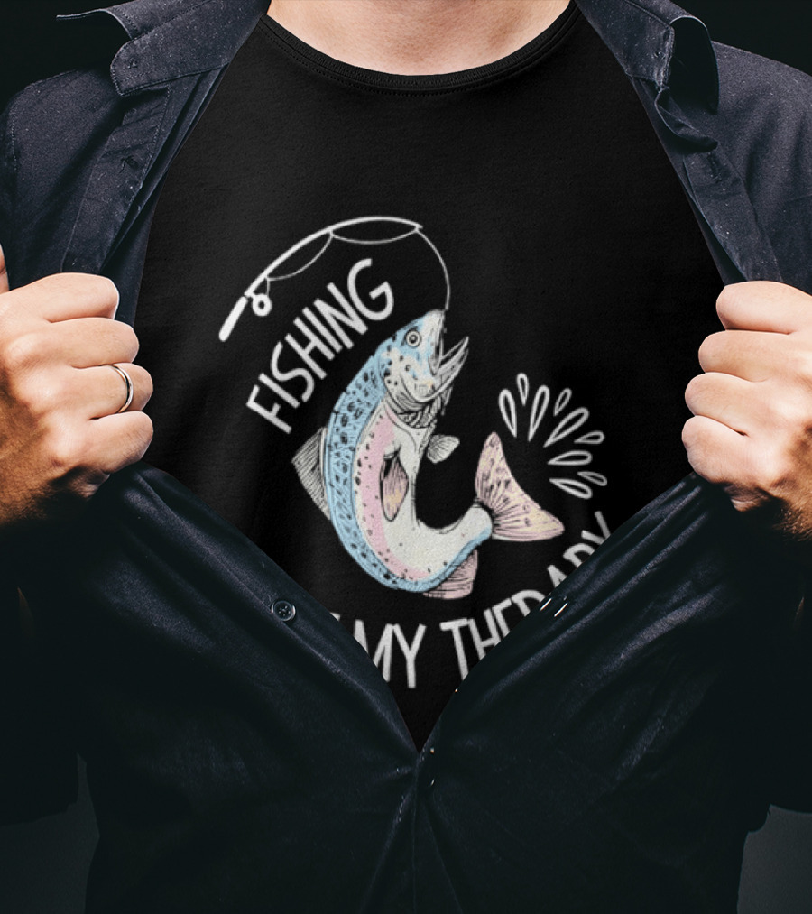 Fishing Is My Therapy Rainbow Trout Splash T-Shirt