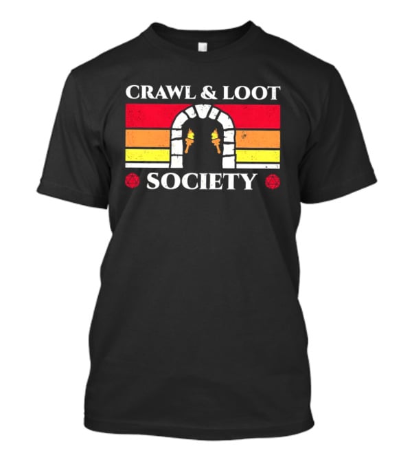 Crawl And Loot Society Retro Dungeon Gateway Torches T-Shirt