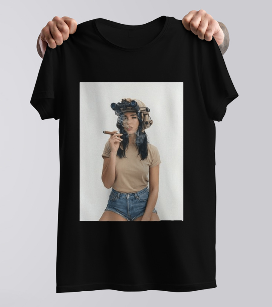 D Lipa Smoking Cigar Night Vision Helmet Aesthetic T-Shirt