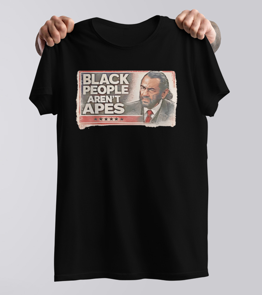 BLACK PEOPLE AREN'T APES Image Of Man In Suit And Tie With Stars T-Shirt
