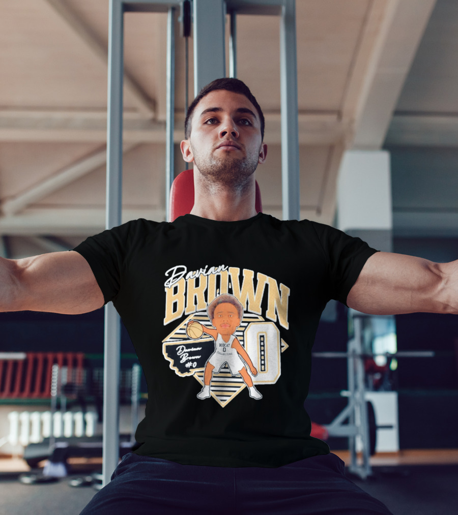 Davian Brown Bobcat Collective #0 Caricature Montana State T-Shirt