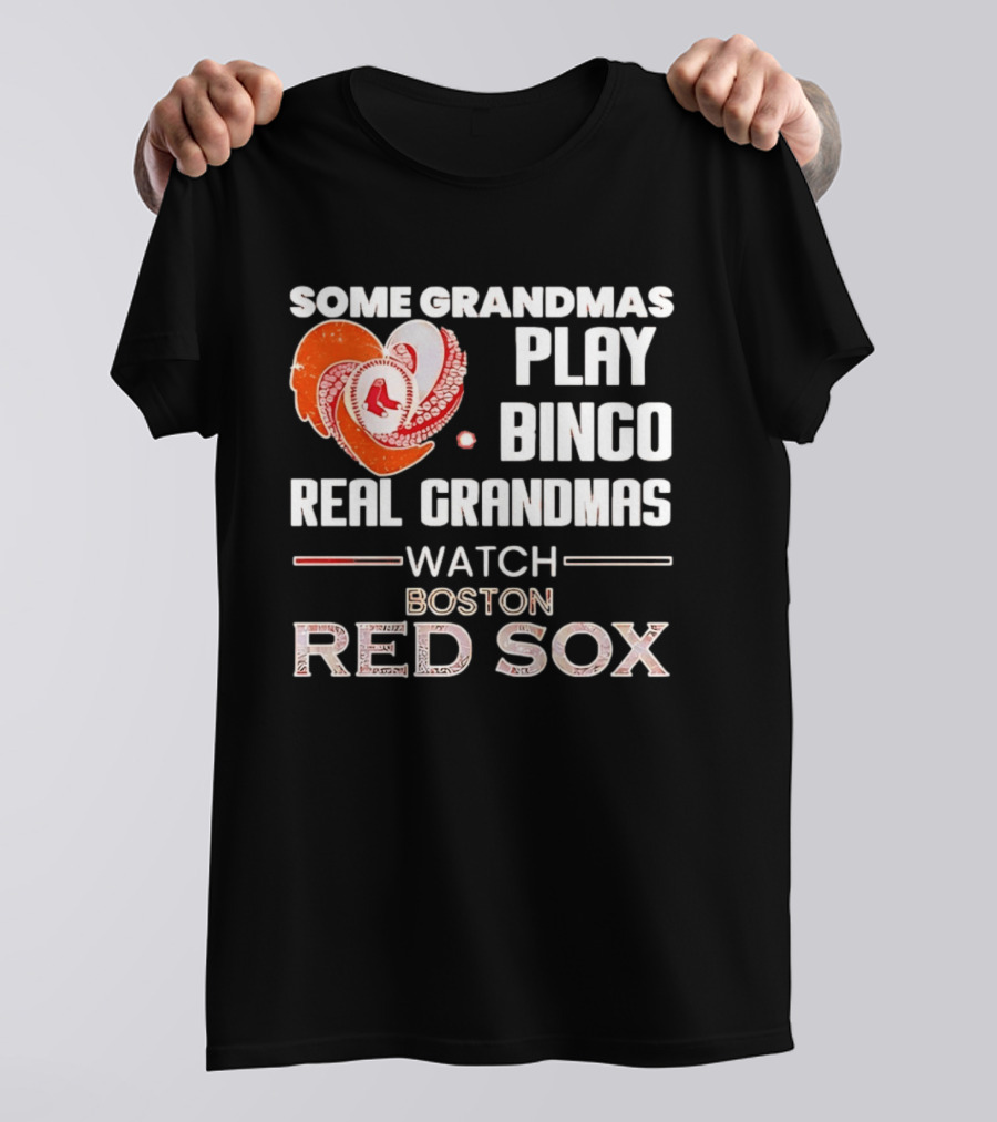 Some Grandmas Play Bingo Real Grandmas Boston Red Sox Diamond Heart Shape T-Shirt