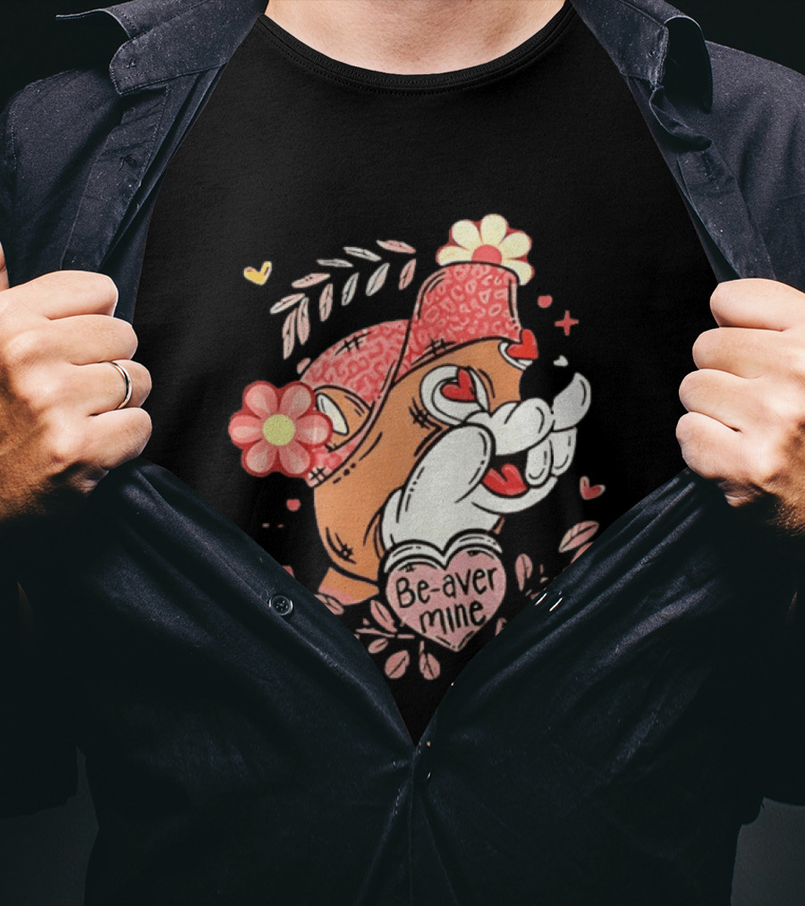 Buc Ee's Beaver Be Mine Valentine's Day Flowers Hearts T-Shirt