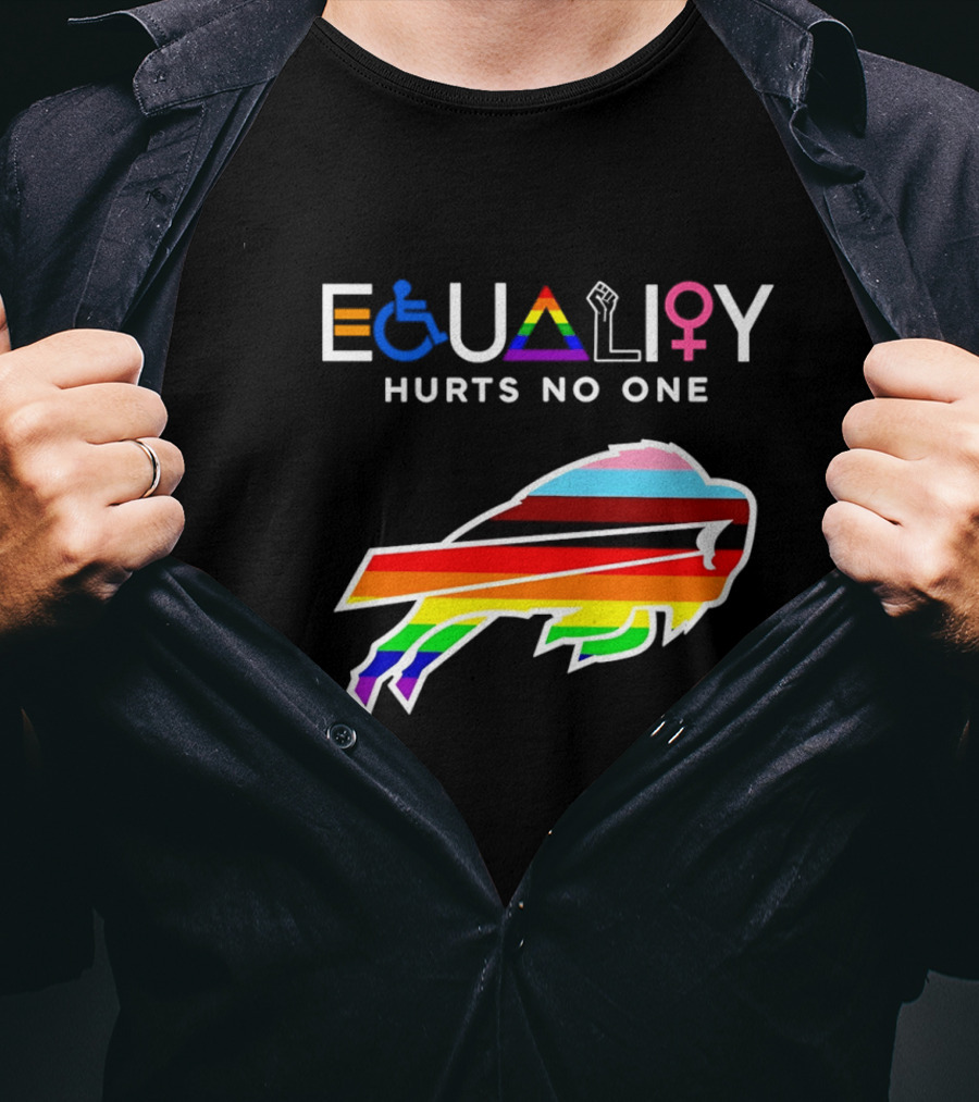 Buffalo Bills Equality Hurts No One Inclusivity Symbol With Rainbow Pride T-Shirt