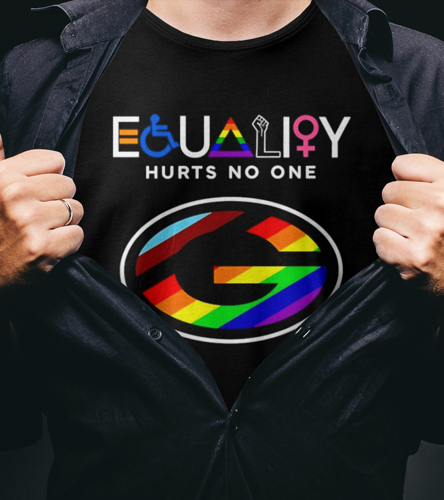 EQUALITY HURTS NO ONE Green Bay Packers Rainbow T-Shirt