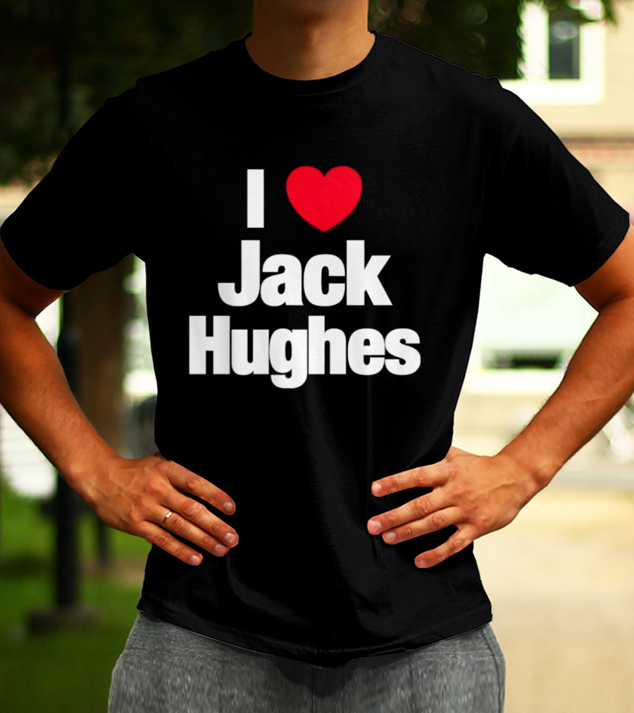 I Love Jack Hughes New Jersey Devils Heart Fan T-Shirt