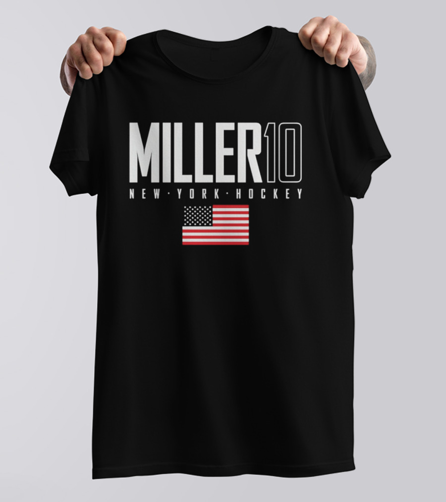 Miller 10 New York Hockey USA Flag T-Shirt