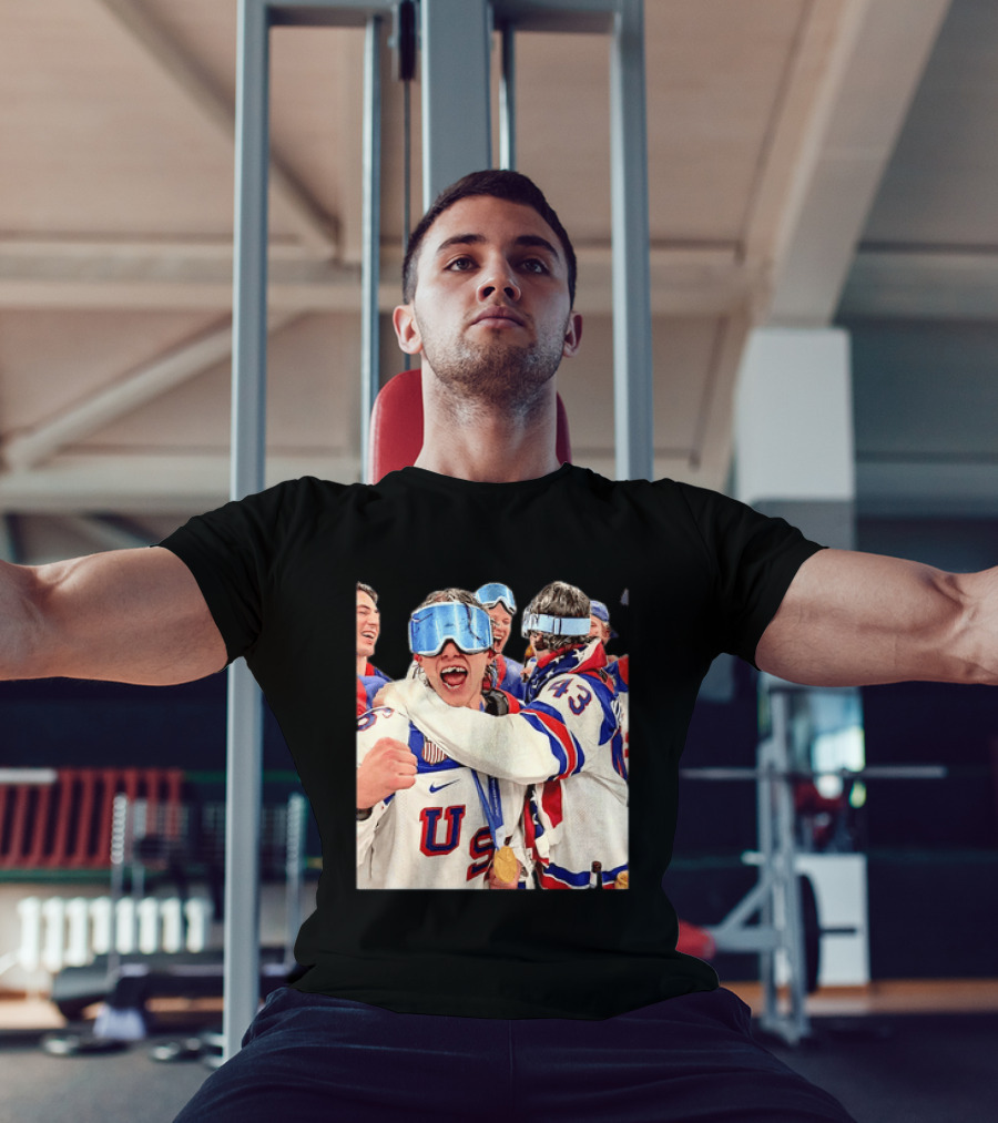 USA Hockey Gold Medal Celebration Jack Hughes Team USA 2026 T-Shirt