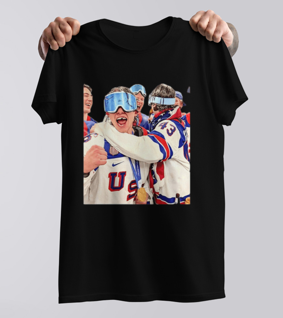 USA Hockey Gold Medal Celebration Jack Hughes Team USA 2026 T-Shirt