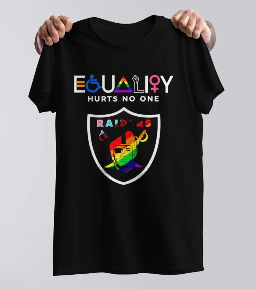 Las Vegas Raiders Equality Rainbow Symbol Hurts No One T-Shirt