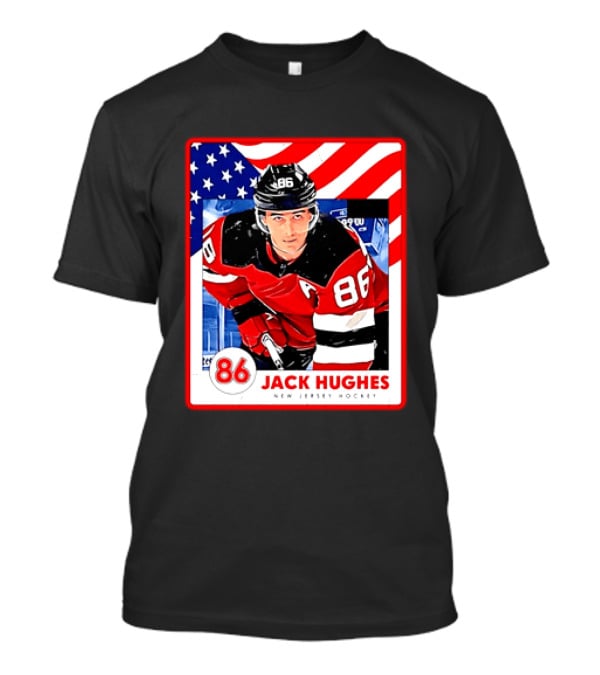 Jack Hughes 86 New Jersey Hockey American Flag T-Shirt