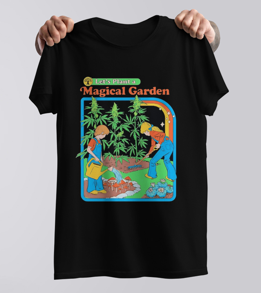 Let's Plant A Magical Garden Children Steven Rhodes Retro Gardening Adventure T-Shirt