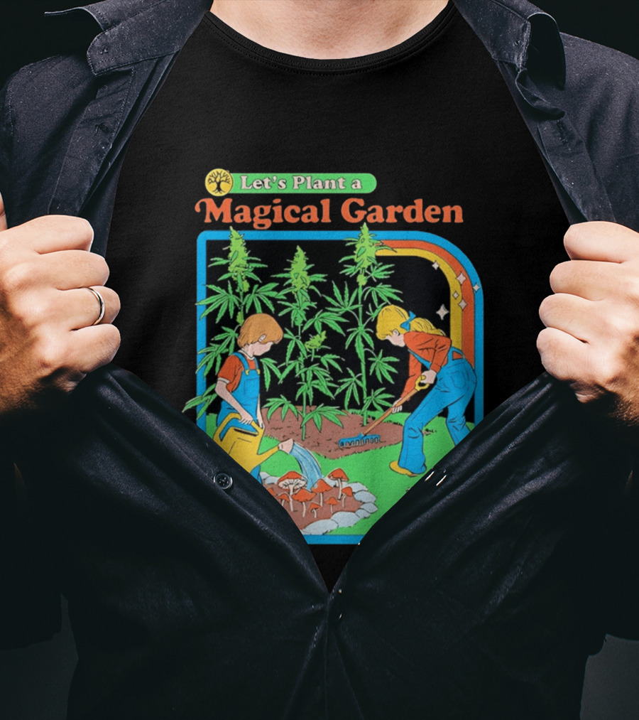 Let's Plant A Magical Garden Children Steven Rhodes Retro Gardening Adventure T-Shirt