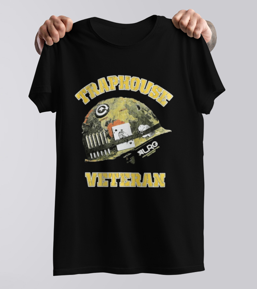 Traphouse Veteran LRG Military Helmet Playing Card Bullet T-Shirt
