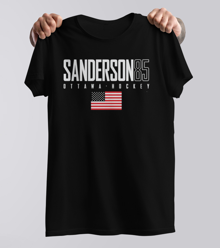 Sanderson 85 Ottawa Hockey USA Flag T-Shirt