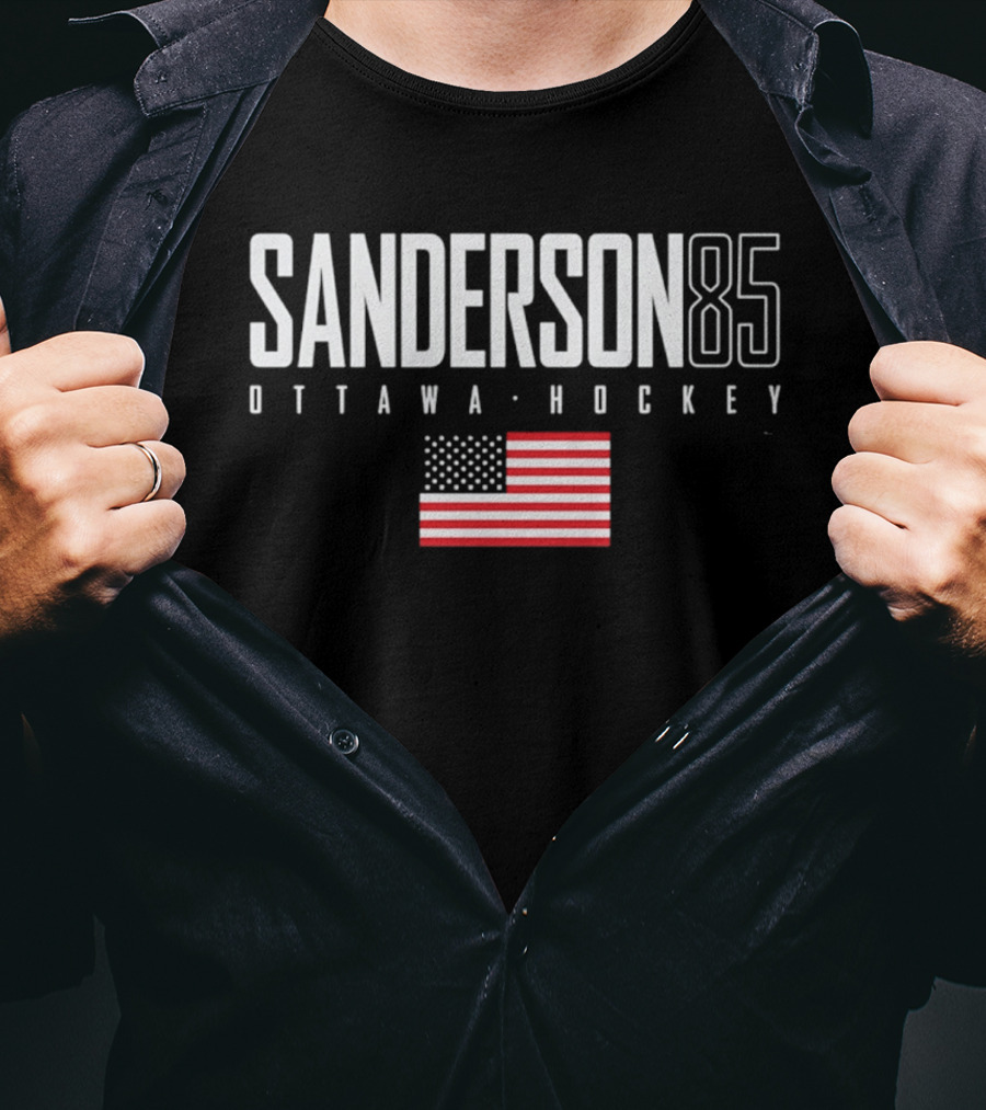 Sanderson 85 Ottawa Hockey USA Flag T-Shirt