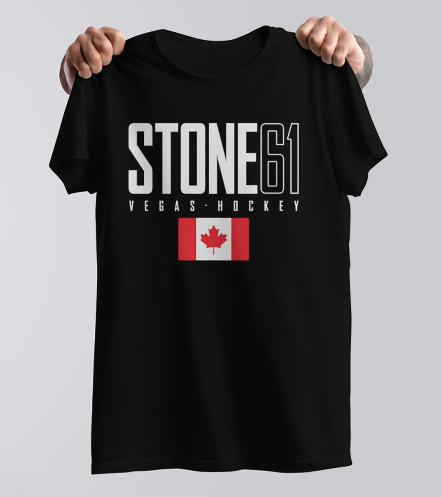 Vegas Hockey Stone 61 Canada Flag T-Shirt