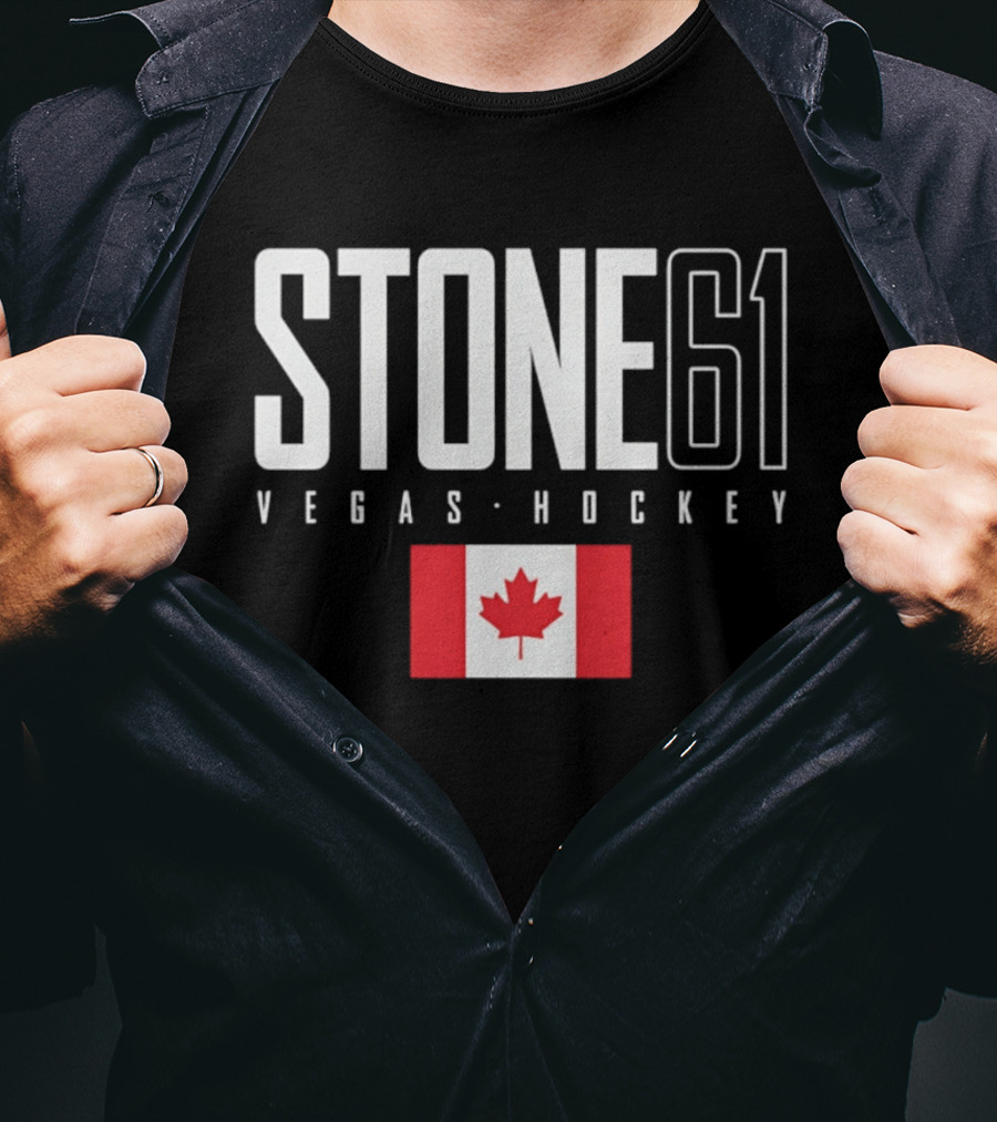 Vegas Hockey Stone 61 Canada Flag T-Shirt