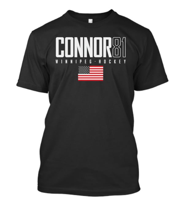 Connor 81 Winnipeg Hockey USA Flag T-Shirt
