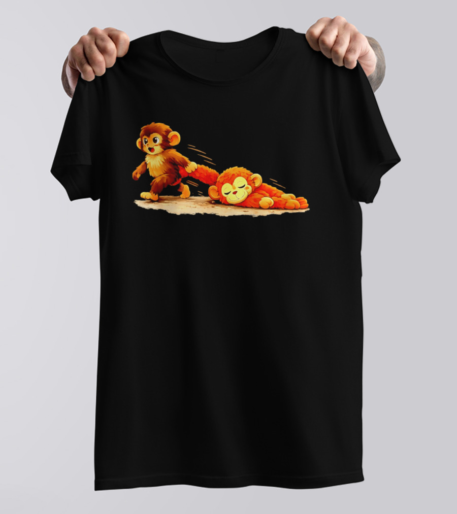 Monkey Baby Pulling Sleeping Monkey Meme T-Shirt