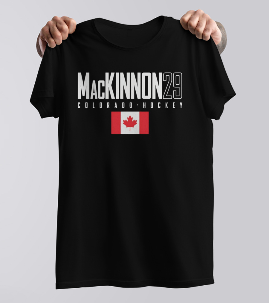 MacKinnon 29 Colorado Hockey With Canada Flag T-Shirt