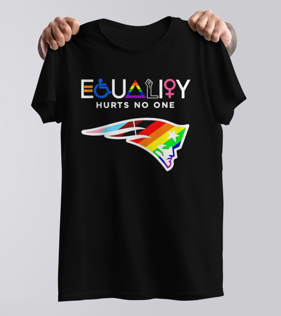 New England Patriots Equality Hurts No One Inclusive Pride Logos T-Shirt