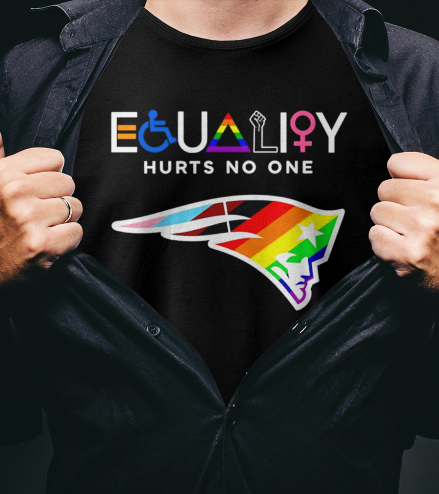 New England Patriots Equality Hurts No One Inclusive Pride Logos T-Shirt