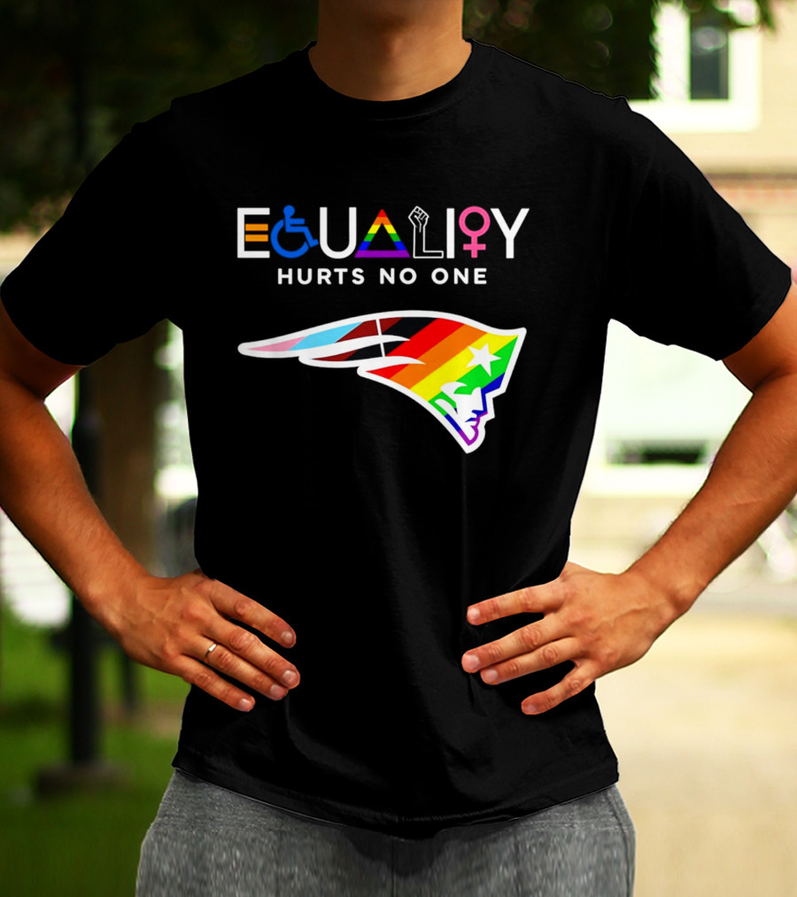 New England Patriots Equality Hurts No One Inclusive Pride Logos T-Shirt