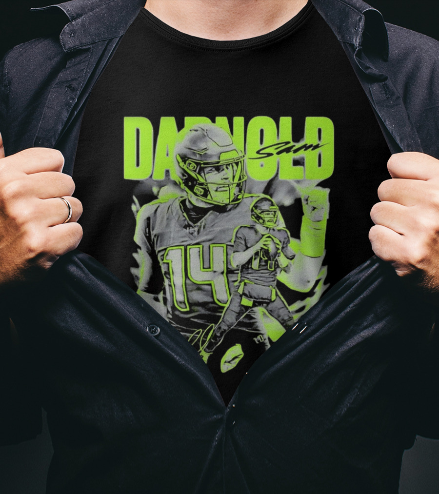 Sam Darnold Seattle Number 14 Neon Sports T-Shirt