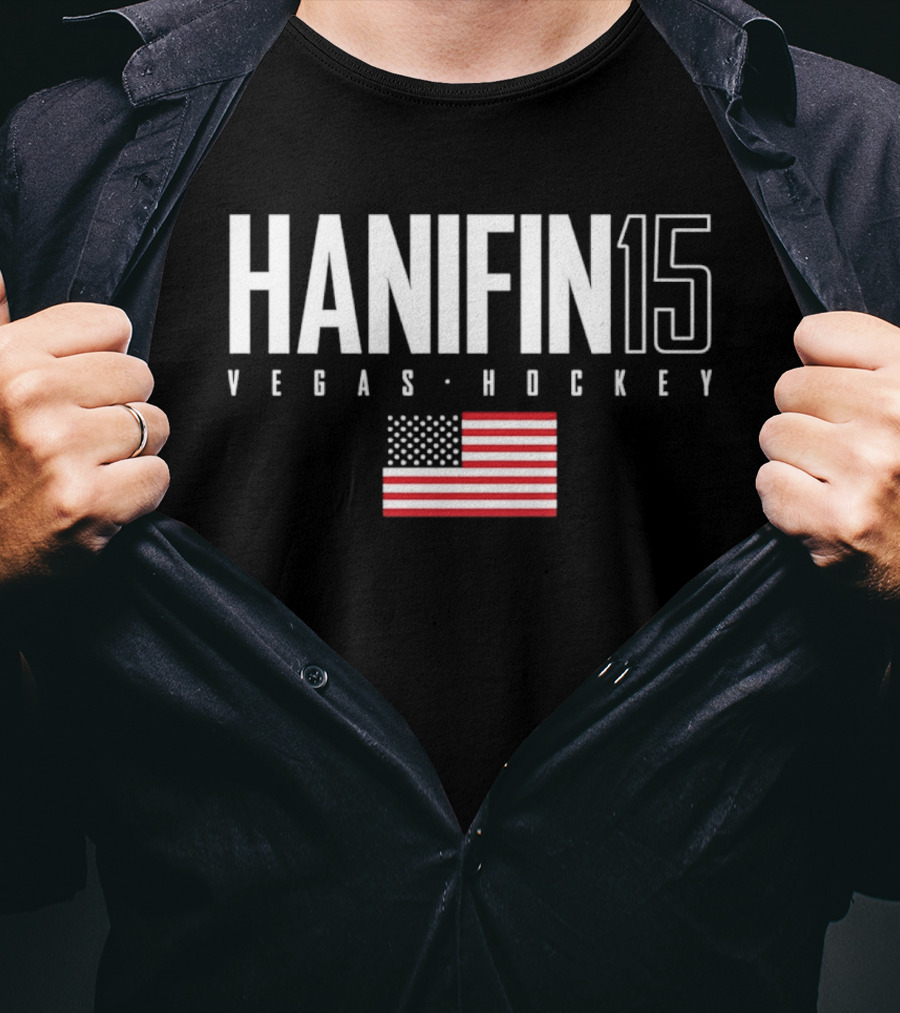 Hanifin 15 Vegas Hockey USA Flag T-Shirt