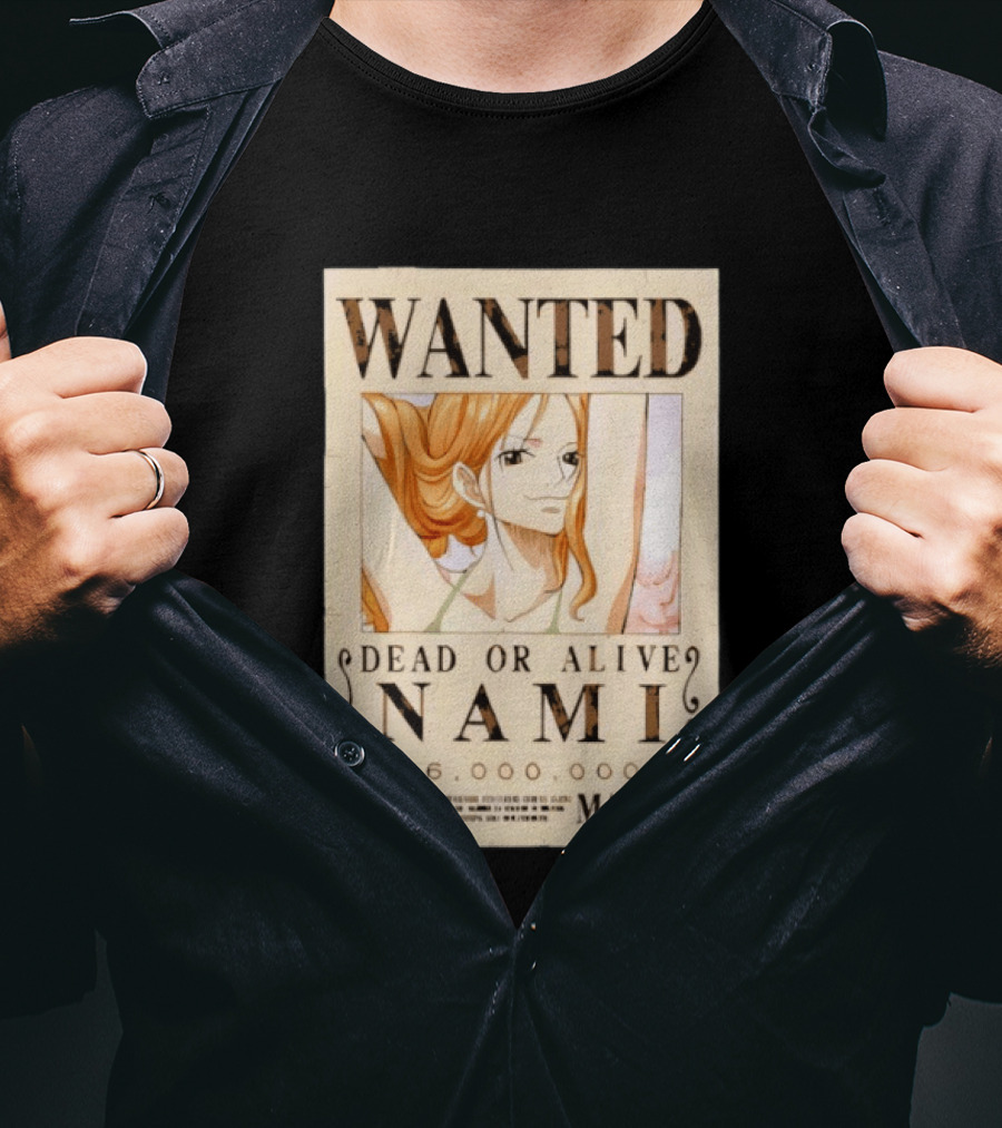 WANTED Dead Or Alive Nami 66,000,000 Beli One Piece Marine T-Shirt