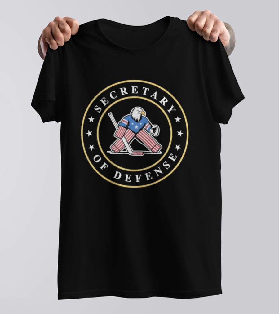 SECRETARY OF DEFENSE Hockey Goalie Eagle Patriotic American Stars And Stripes T-Shirt