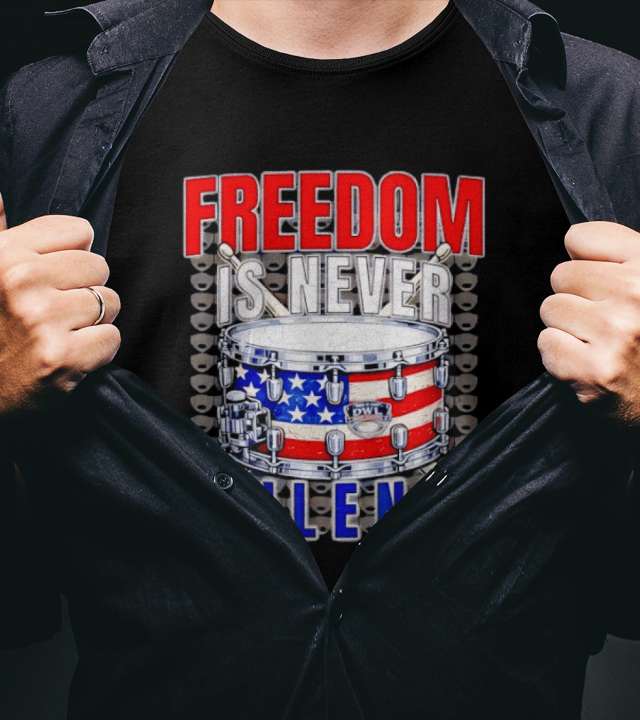 Freedom Is Never Silent American Flag Snare Drum T-Shirt