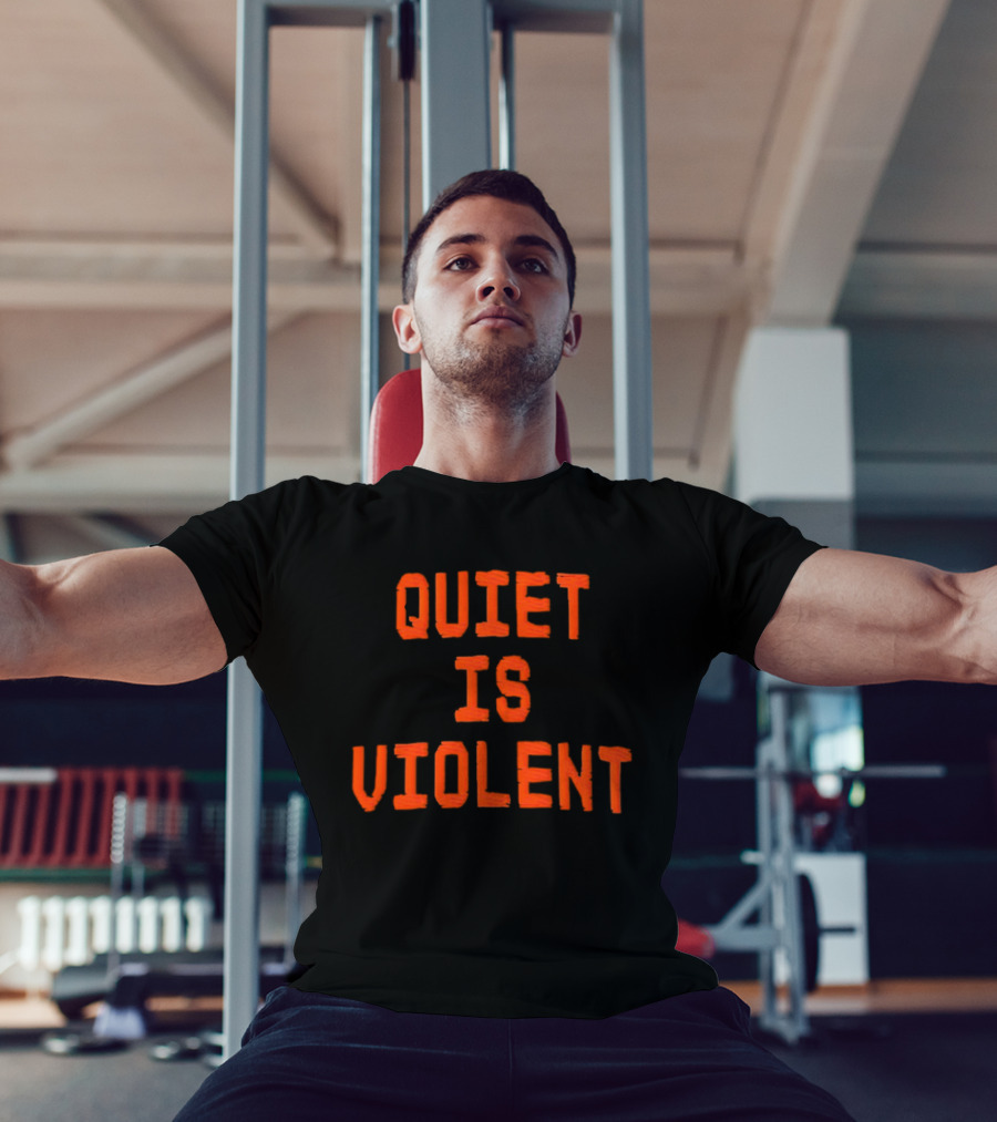 QUIET IS VIOLENT Orange Textual T-Shirt