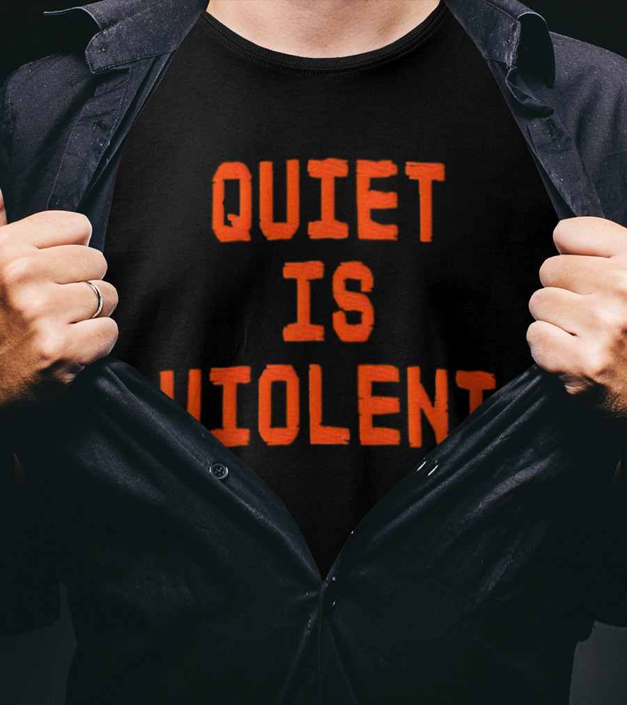 QUIET IS VIOLENT Orange Textual T-Shirt