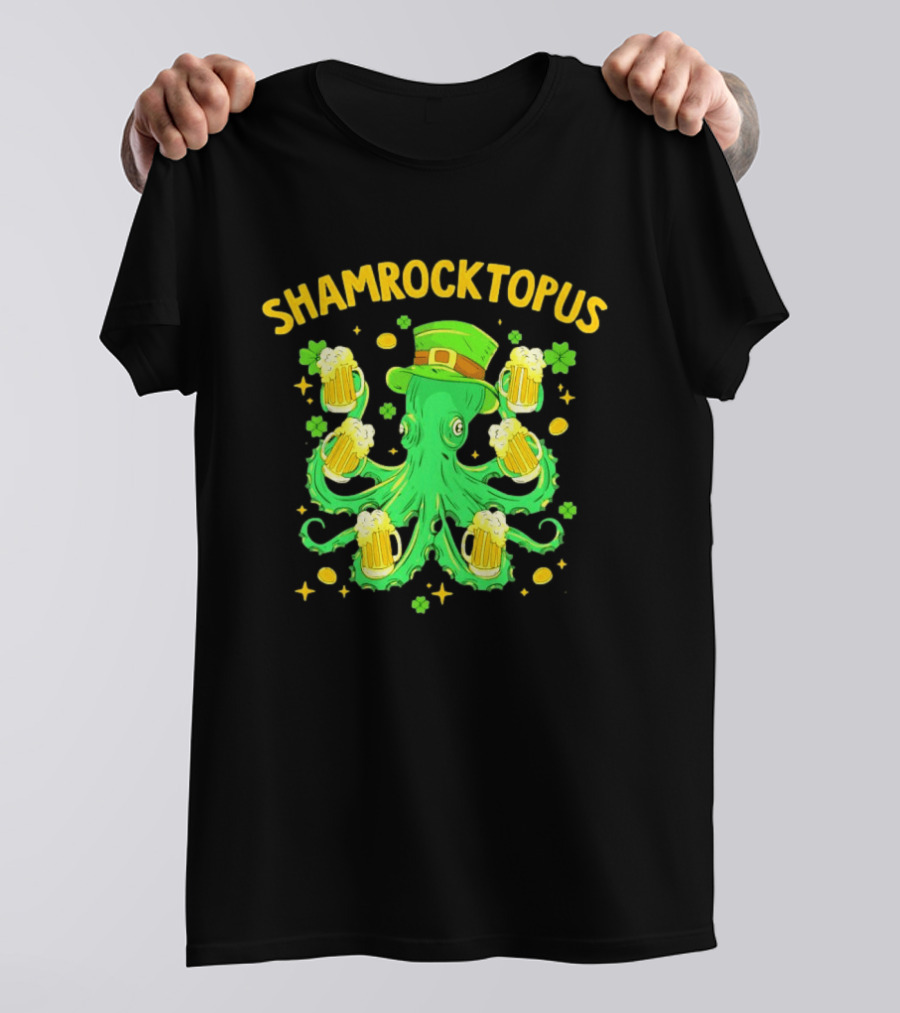 Shamrocktopus Octopus St Patrick's Day Beer Hat Shamrocks T-Shirt