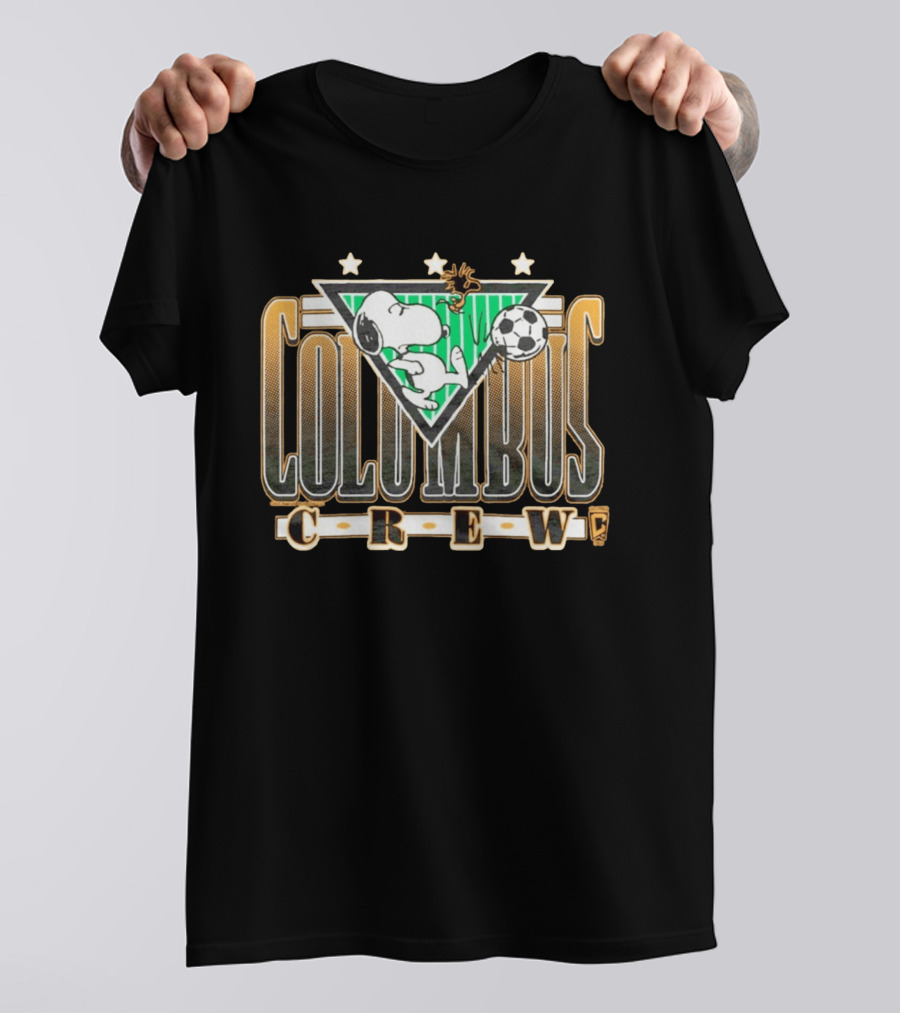 Peanuts Snoopy Columbus Crew Soccer Cartoon Collaboration T-Shirt