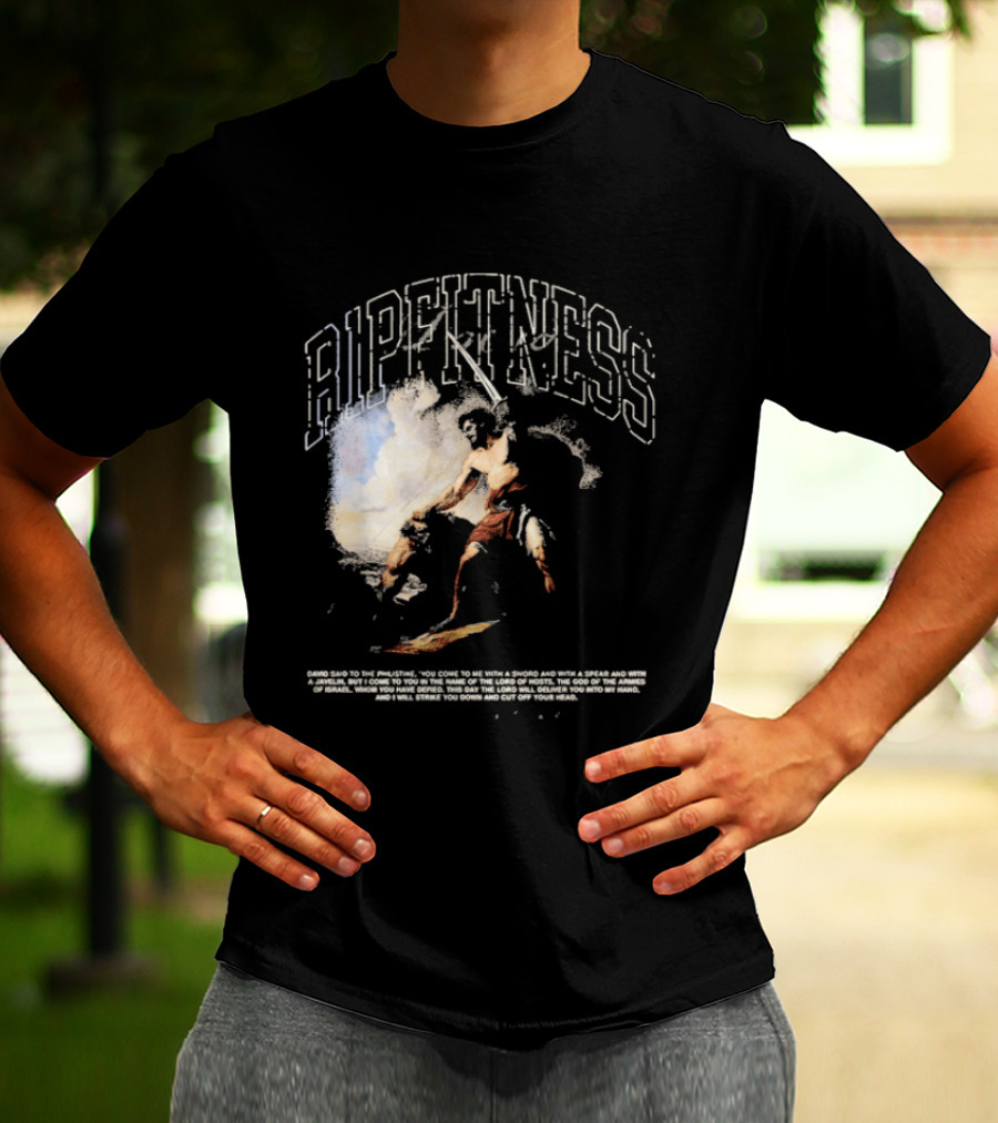 R1pfitness David The Shepherd King Michelangelo Biblical Warrior T-Shirt