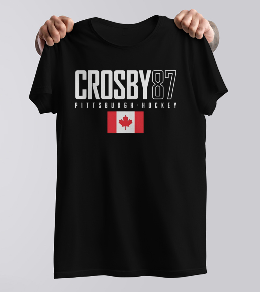 Crosby 87 Pittsburgh Hockey Canada Flag T-Shirt