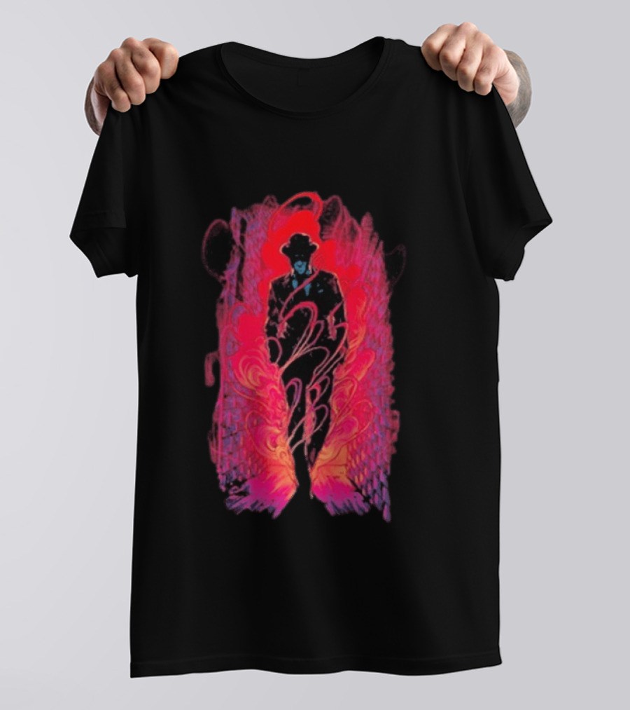 SmallAnt Alleyway Vibrant Silhouette With Swirling Neon T-Shirt