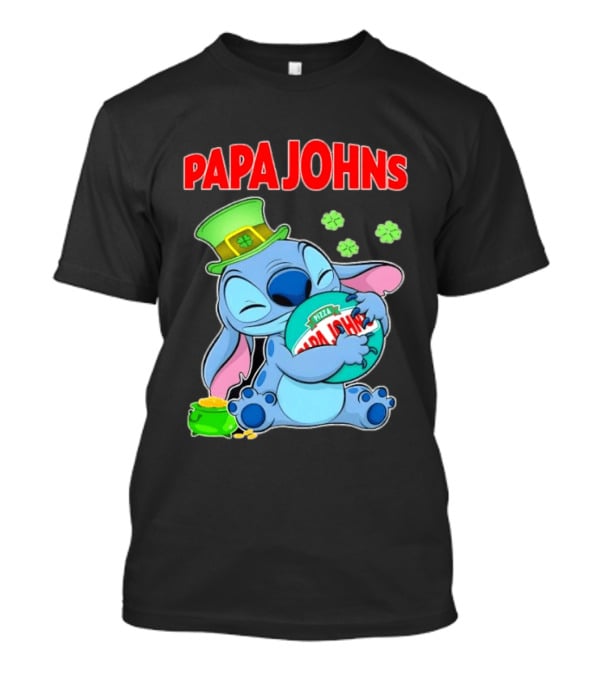Papa Johns Stitch Pizza St Patricks Day Hug Clover T-Shirt