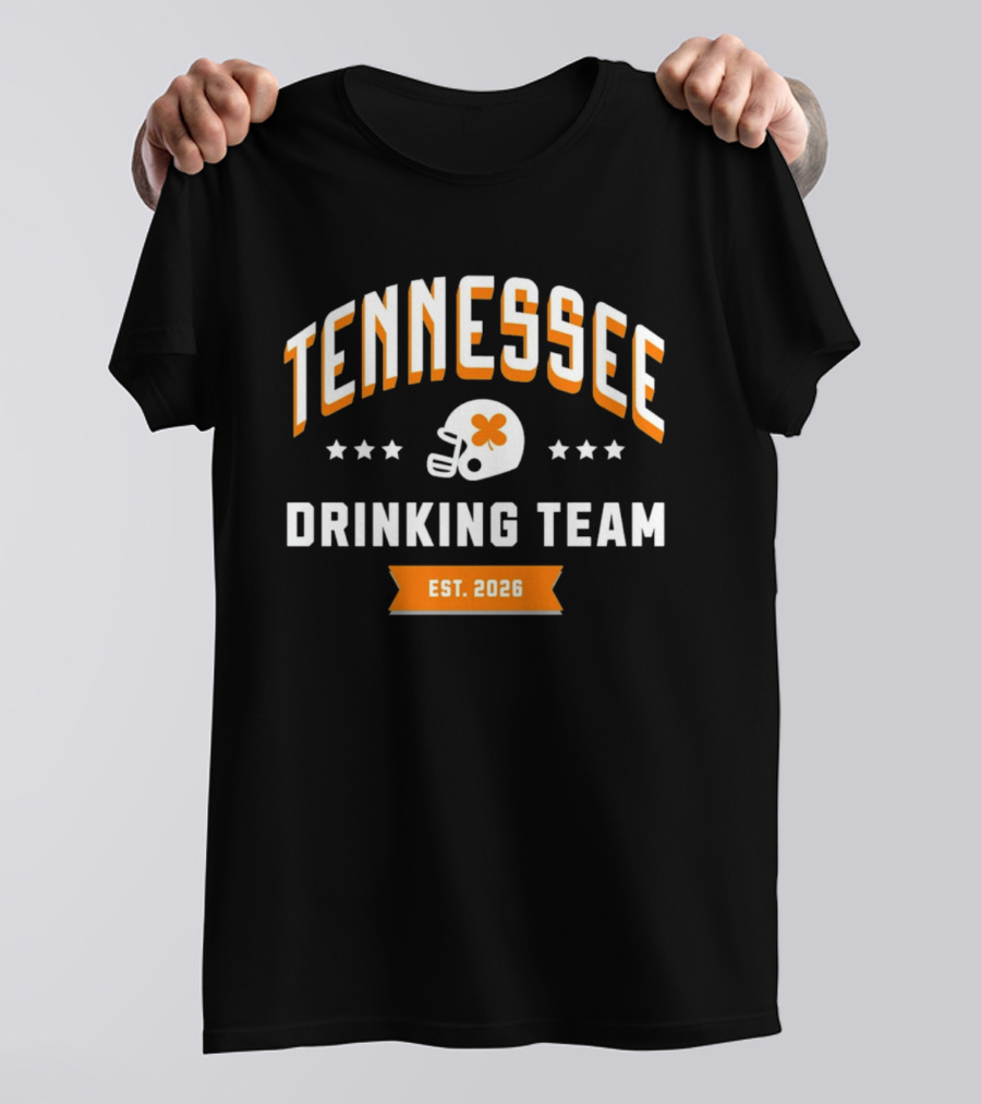 Tennessee Drinking Team St. Patrick's Day Est. 2026 Football Helmet Clover Stars T-Shirt