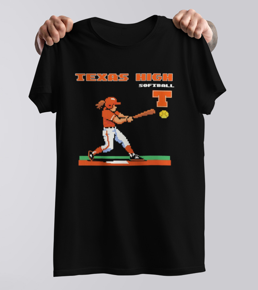 Texas High Softball Player Pixel Art T T-Shirt