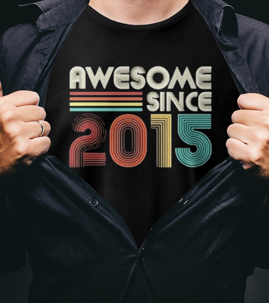 Awesome Since 2015 Retro Stripes T-Shirt